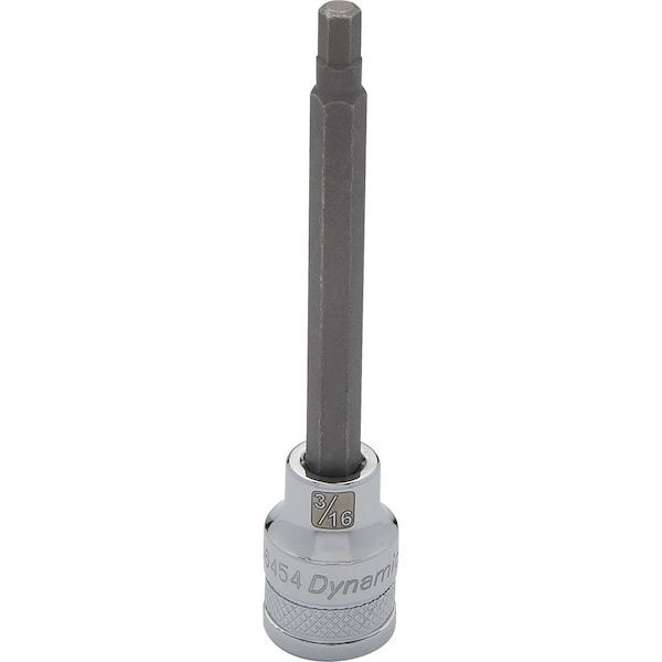 Tools 3/8" Drive SAE Hex Head, 3/16" Long Bit, Chrome Finish Socket